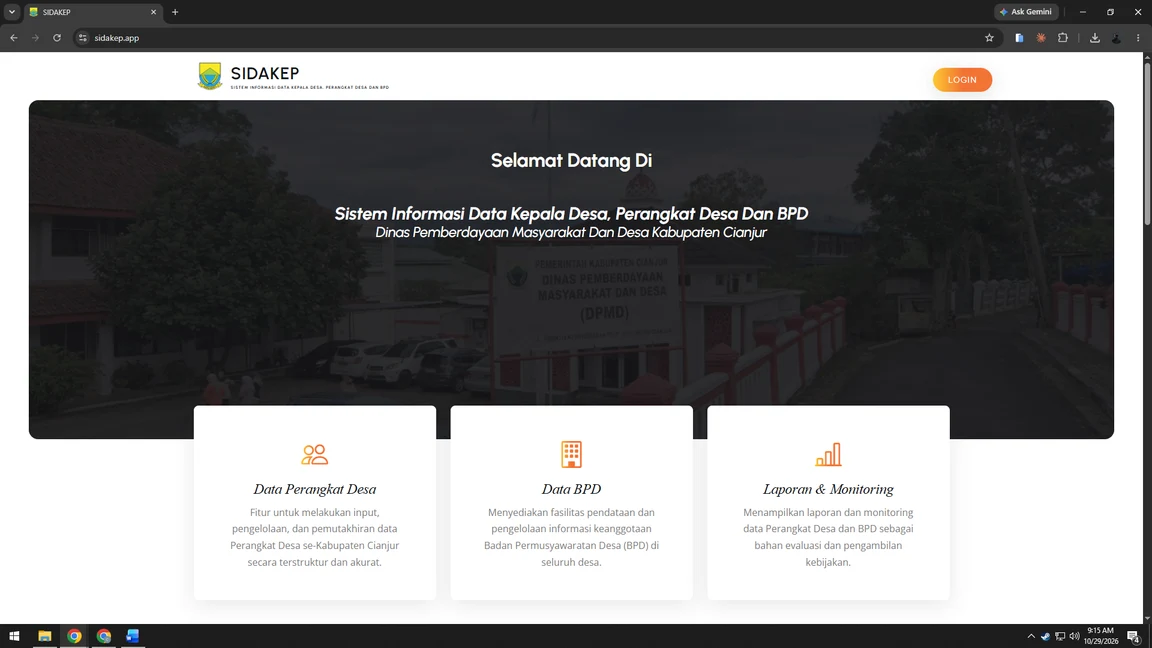 Antarmuka sistem informasi DPMD